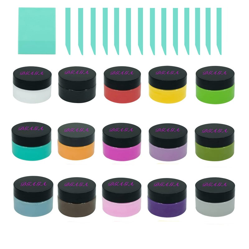 DGAGA 15 Colors Chalk Paste Sets for Stencils  DIY Chalk Craft Paint Kit Art Supplies painting on Home Decor Wood Furniture Chalkboard Fabric Screen Printing Ink  including 15 packs Mini Squeegees - Image 1